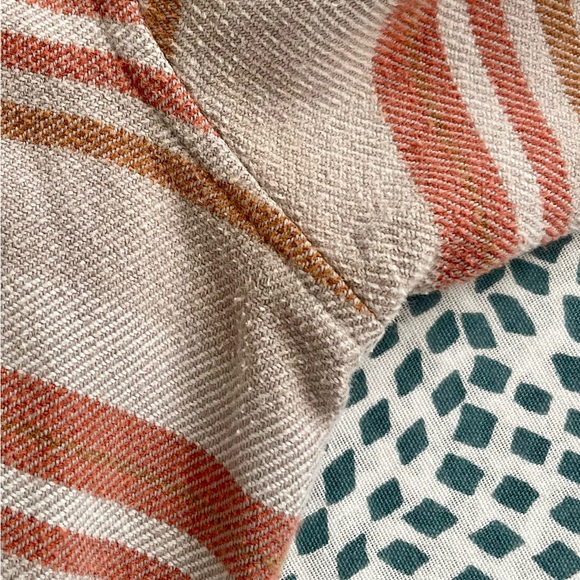 Patagonia Striped Shirt Jacket Top Sandstone & Rust Tones Organic Cotton Size 8 - Picture 14 of 15